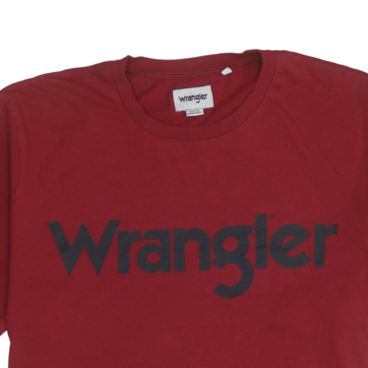 Wrangler Men's Red Cotton Logo Crew Neck Regular Fit T-Shirt M