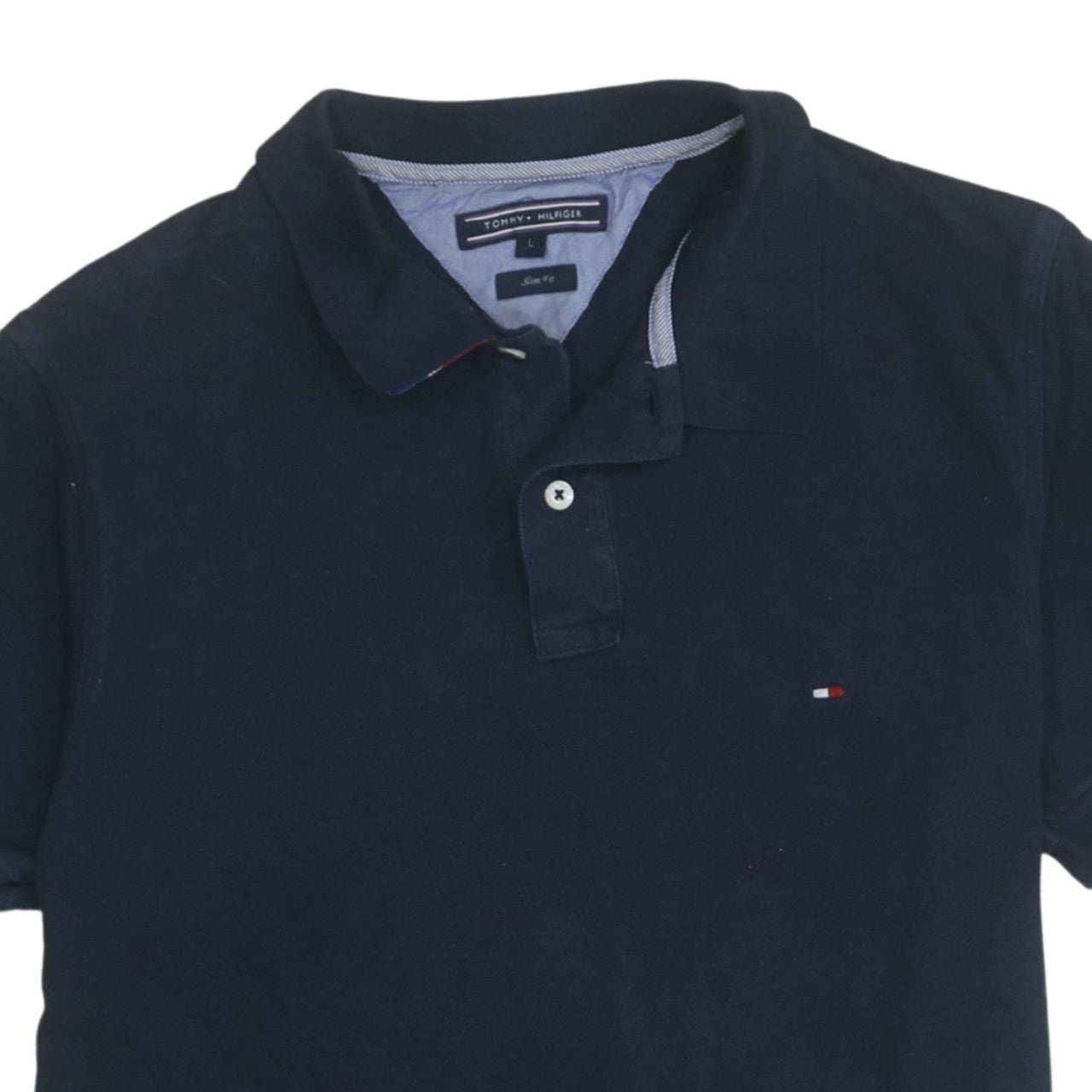 Tommy Hilfiger Men’s Blue Slim Fit Cotton Polo Shirt L