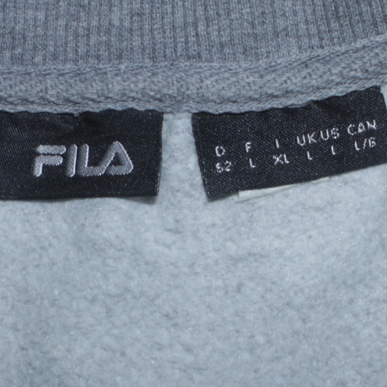 FILA Men’s Grey Full Zip Mock Neck Sweatshirt Size L