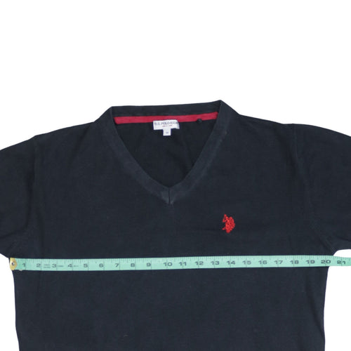 U.S. Polo Assn. Men's Blue V-Neck Cotton Blend Jumper Size M