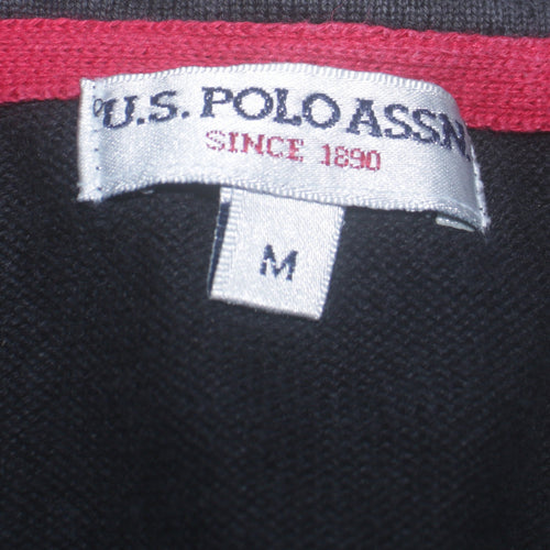 U.S. Polo Assn. Men's Blue V-Neck Cotton Blend Jumper Size M