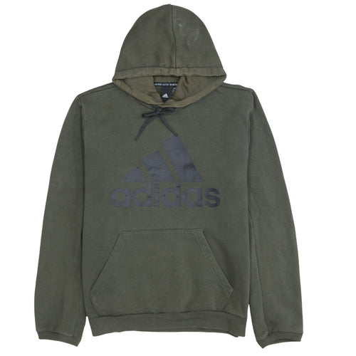 adidas Mens Green Pullover Hoodie Medium Graphic Logo Sportswear