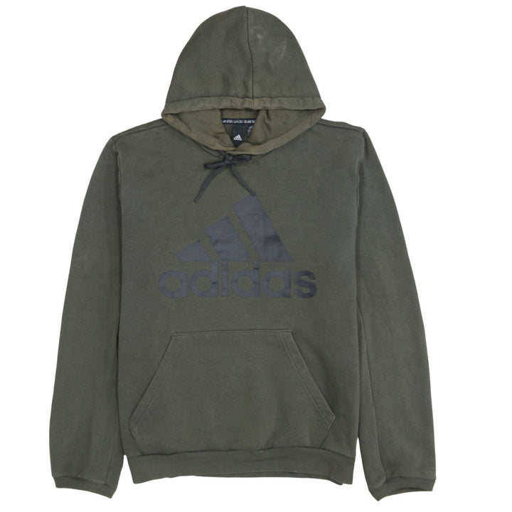 adidas Mens Green Pullover Hoodie Medium Graphic Logo Sportswear