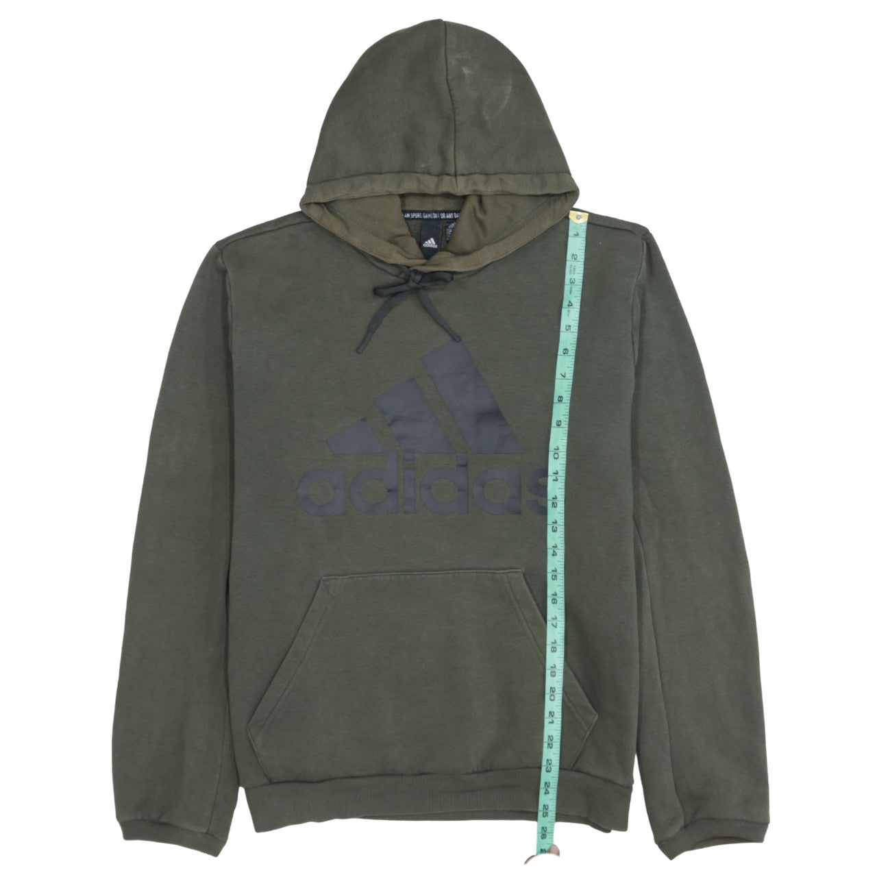 adidas Mens Green Pullover Hoodie Medium Graphic Logo Sportswear