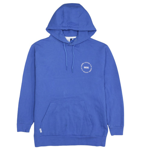 Diesel Mens Blue XS Pullover Hoodie Leisure Club Logo Fleece