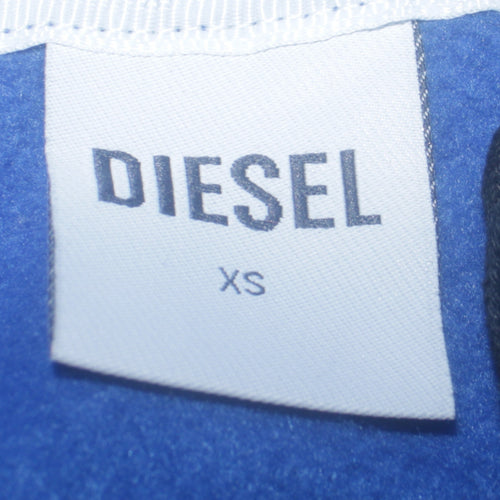 Diesel Mens Blue XS Pullover Hoodie Leisure Club Logo Fleece