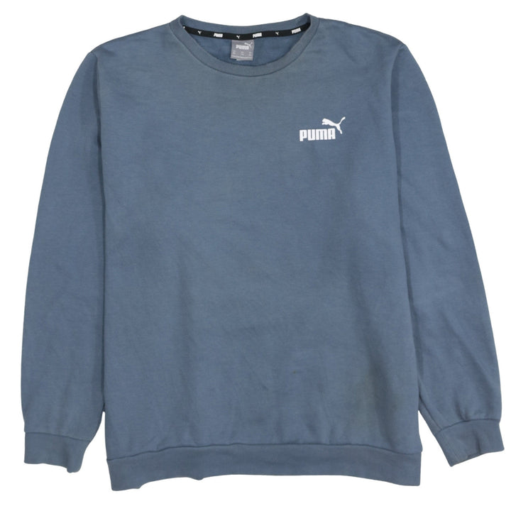 Puma Mens Blue Crew Neck Logo Sweatshirt XXL Regular Fit
