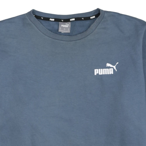 Puma Mens Blue Crew Neck Logo Sweatshirt XXL Regular Fit