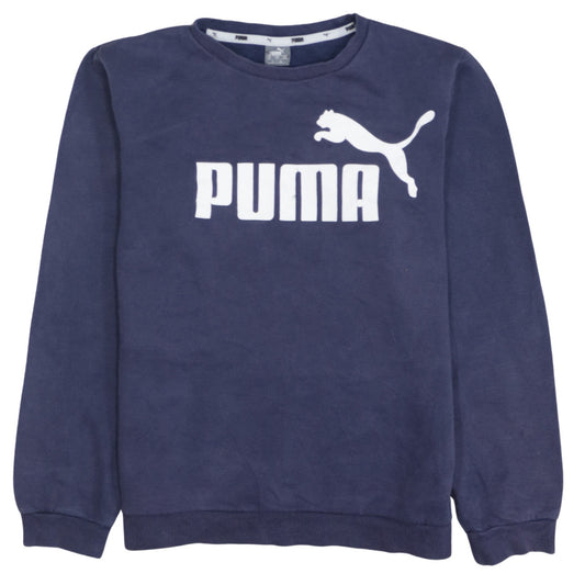 Puma Boys Navy Blue Logo Sweatshirt 15-16 Years Cotton Crew Neck