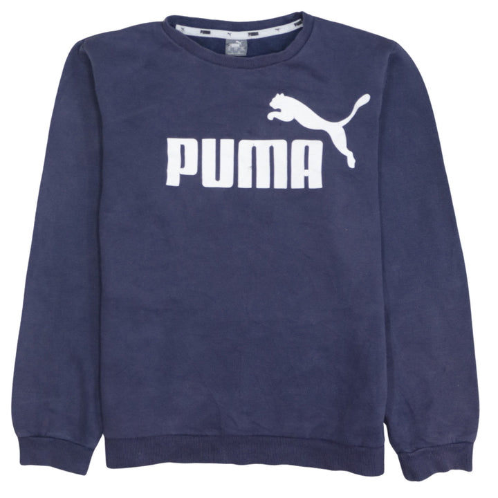 Puma Boys Navy Blue Logo Sweatshirt 15-16 Years Cotton Crew Neck