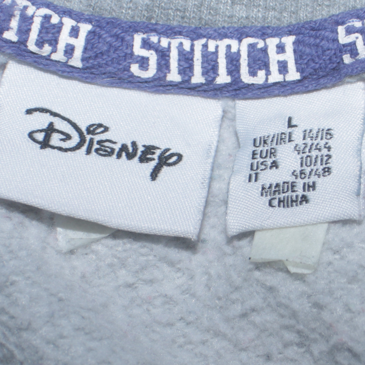 Disney Women’s Grey Stitch Sweatshirt L Character Print Pullover