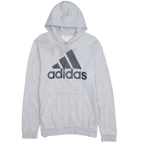 adidas Mens Grey Pullover Hoodie M Logo Graphic Sportswear