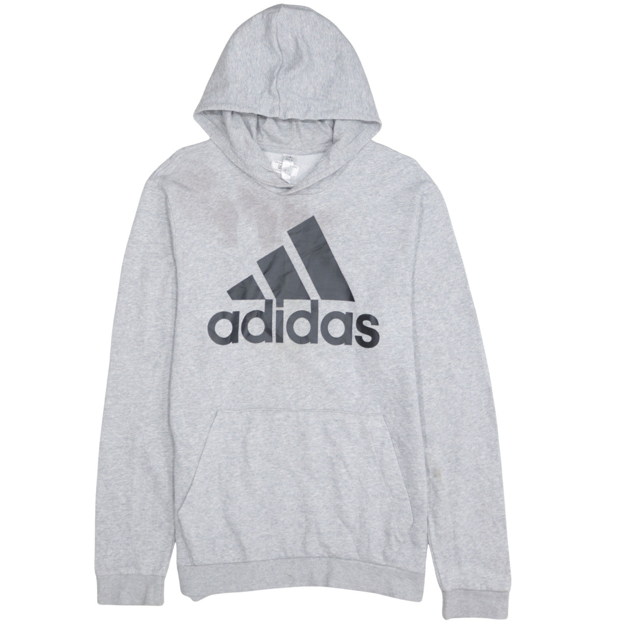 adidas Mens Grey Pullover Hoodie M Logo Graphic Sportswear