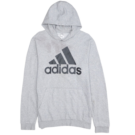 adidas Mens Grey Pullover Hoodie M Logo Graphic Sportswear