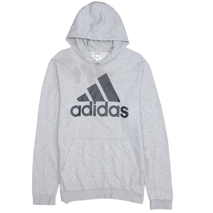 adidas Mens Grey Pullover Hoodie M Logo Graphic Sportswear