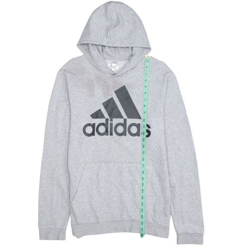 adidas Mens Grey Pullover Hoodie M Logo Graphic Sportswear