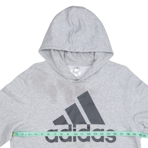 adidas Mens Grey Pullover Hoodie M Logo Graphic Sportswear