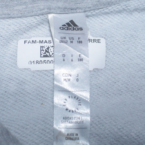 adidas Mens Grey Pullover Hoodie M Logo Graphic Sportswear