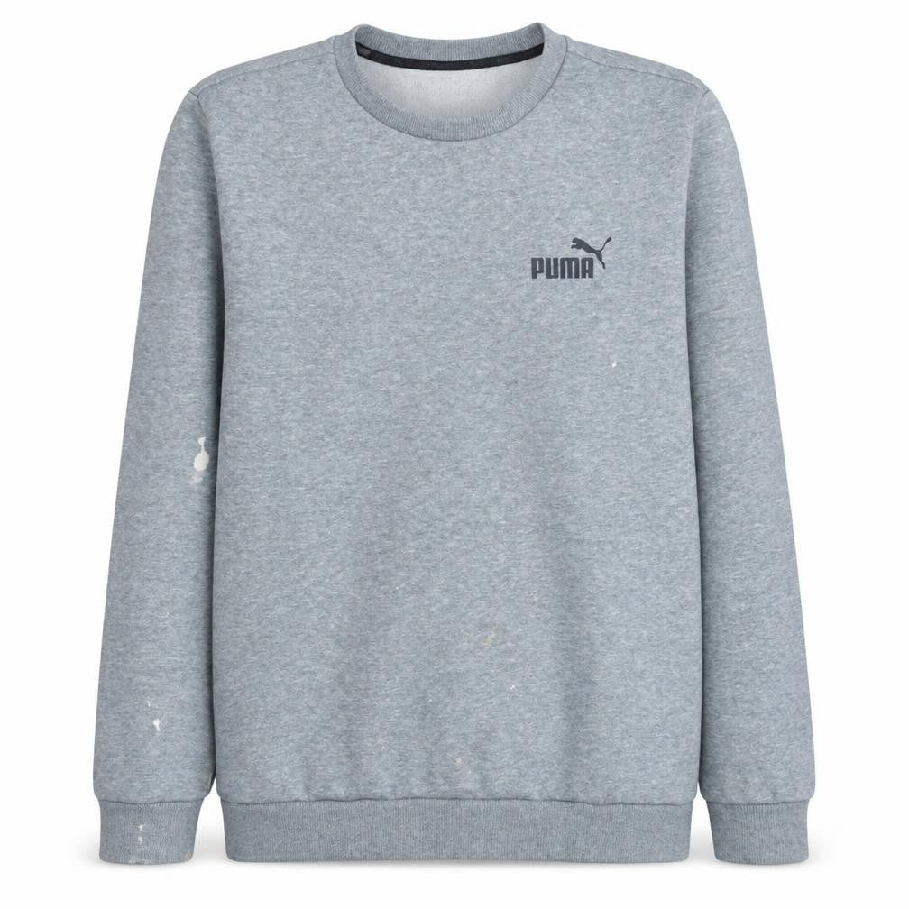 Front view of Puma Men's Grey Crew Neck Pullover Sweatshirt, size M