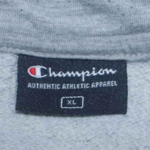 Champion Men's Grey XL Pullover Hoodie with Logo Print