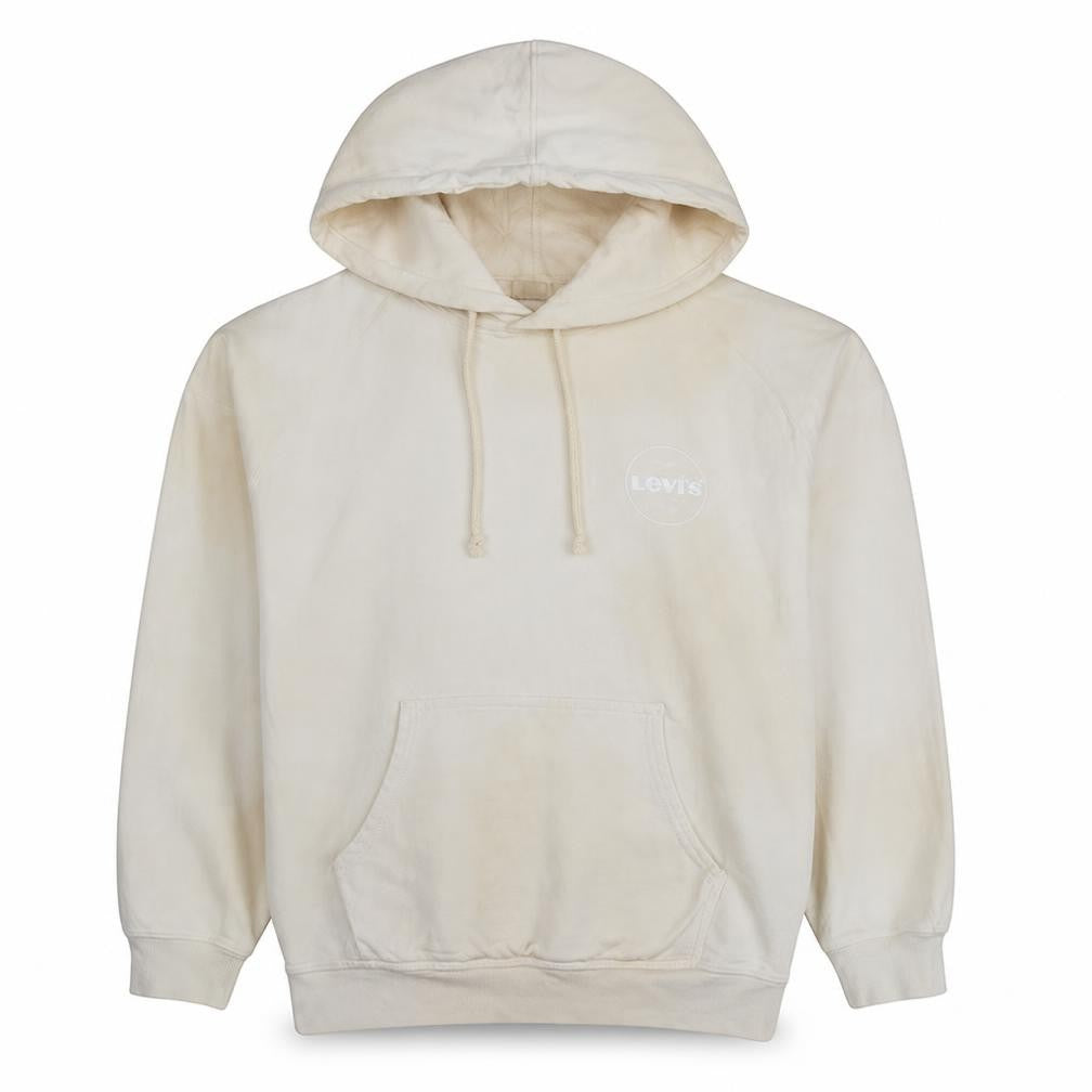 Front view of Levi's Men's Beige Pullover Hoodie XS Regular Fit Fleece Sweatshirt