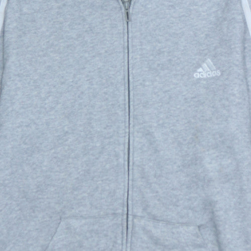 Adidas Womens Grey Full Zip Hoodie XL 20-22 Hooded Sweatshirt