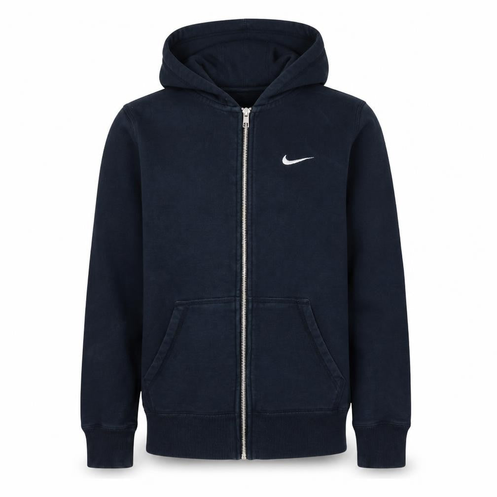 Front view of Nike Men's Blue Full Zip Hoodie S Regular Fit Cotton