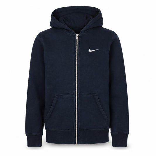 Front view of Nike Men's Blue Full Zip Hoodie S Regular Fit Cotton