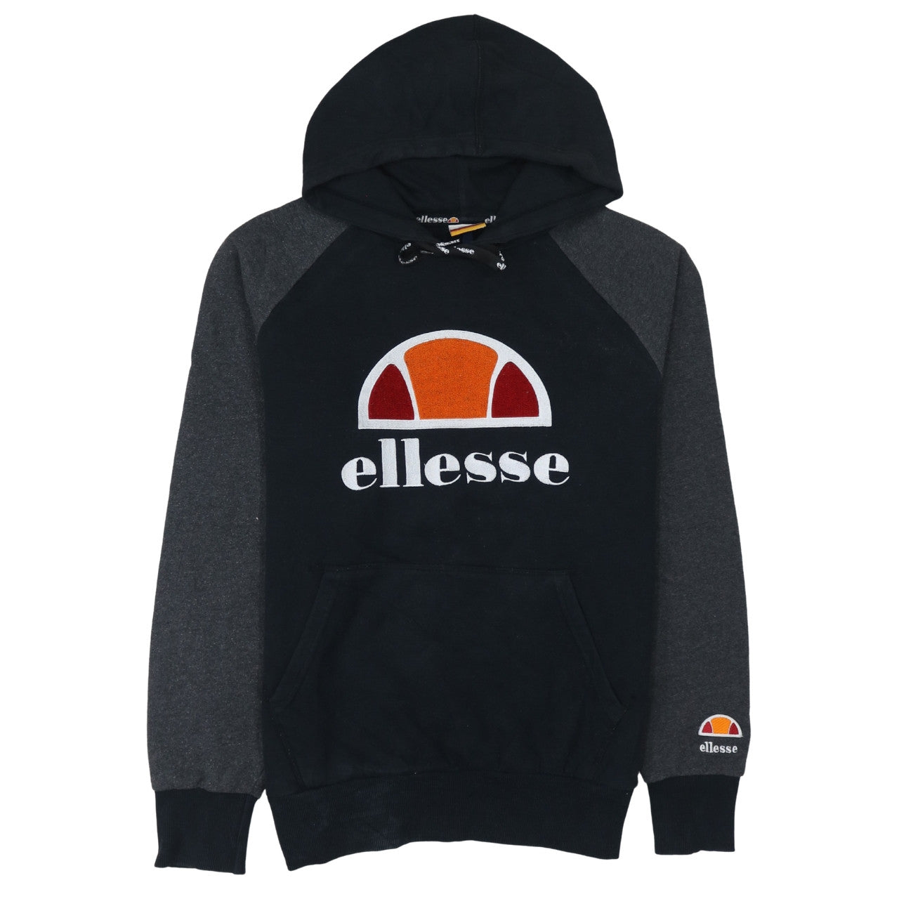 Ellesse Mens Black Pullover Hoodie M Retro Sports Logo Sweatshirt