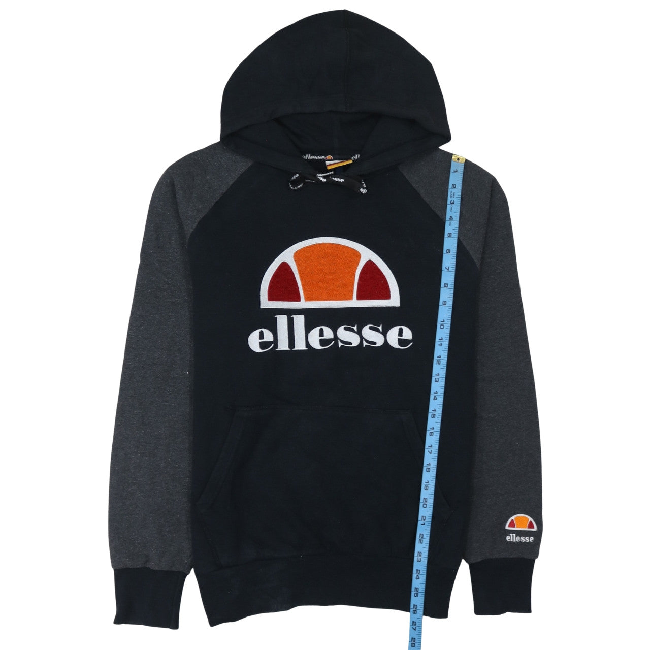 Ellesse Mens Black Pullover Hoodie M Retro Sports Logo Sweatshirt