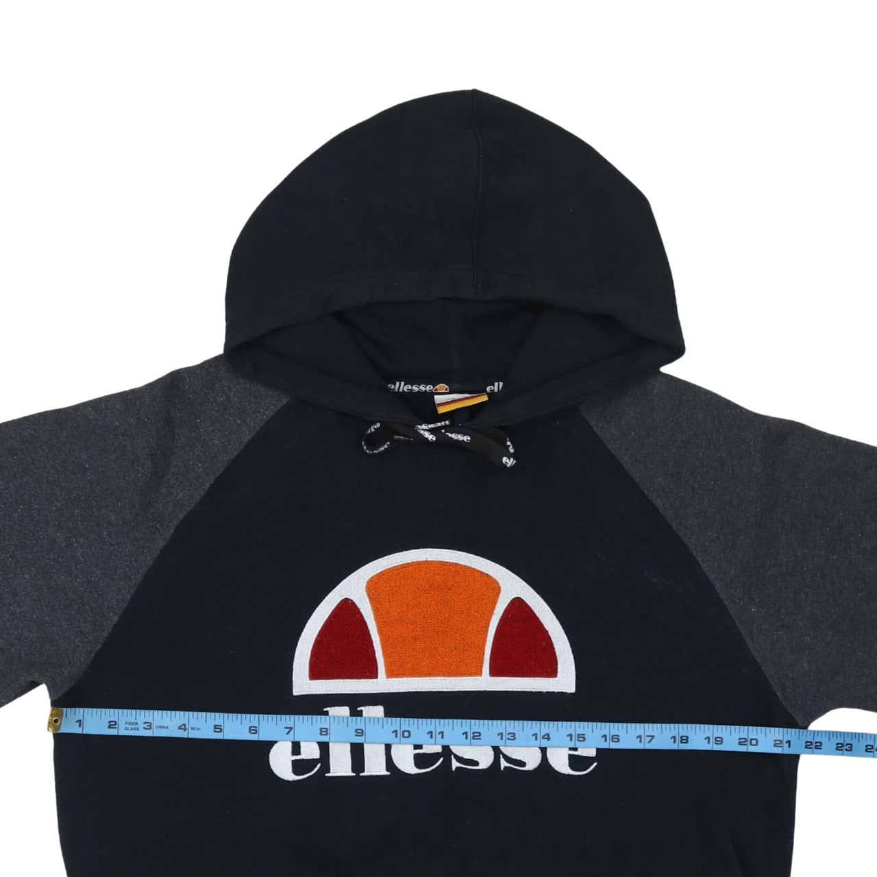 Ellesse Mens Black Pullover Hoodie M Retro Sports Logo Sweatshirt