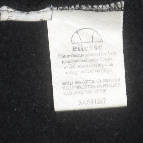 Ellesse Mens Black Pullover Hoodie M Retro Sports Logo Sweatshirt