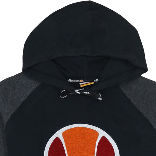 Ellesse Mens Black Pullover Hoodie M Retro Sports Logo Sweatshirt