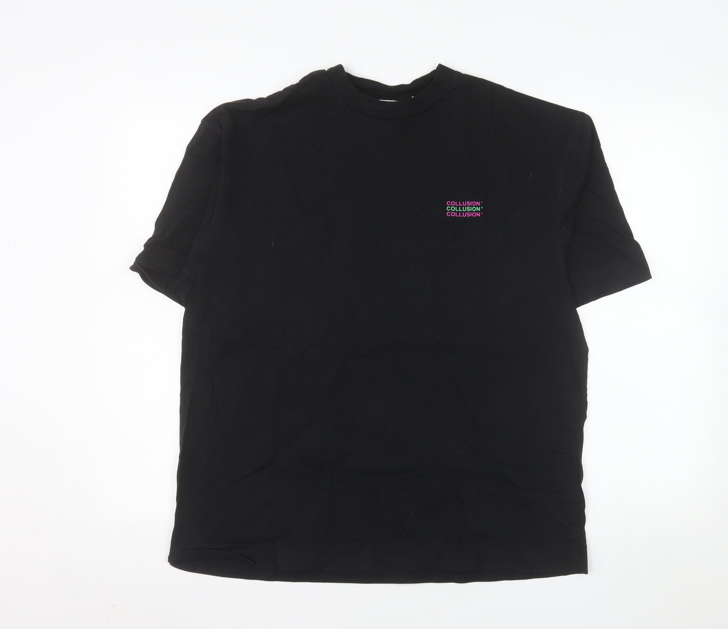Collusion Men's Black Graphic Cosmic Print Cotton T-Shirt Size M