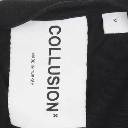 Collusion Men's Black Graphic Cosmic Print Cotton T-Shirt Size M