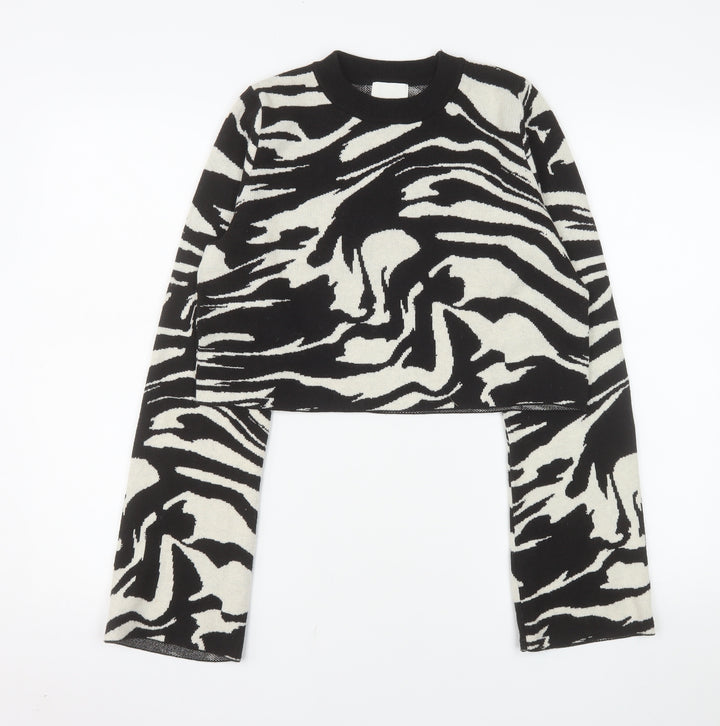 H&M Women’s Black Zebra Knit Pullover Jumper Size S