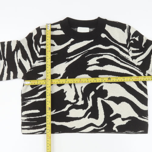 H&M Women’s Black Zebra Knit Pullover Jumper Size S