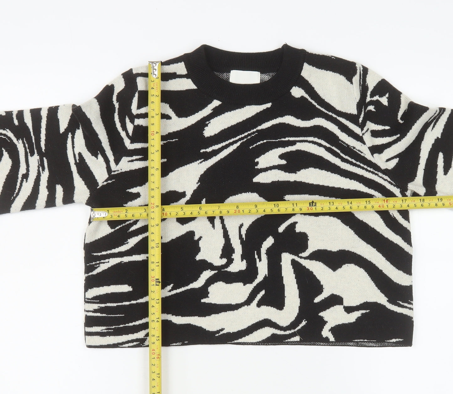H&M Women’s Black Zebra Knit Pullover Jumper Size S
