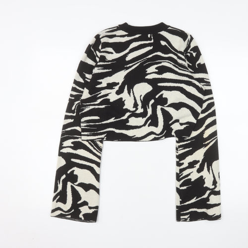 H&M Women’s Black Zebra Knit Pullover Jumper Size S