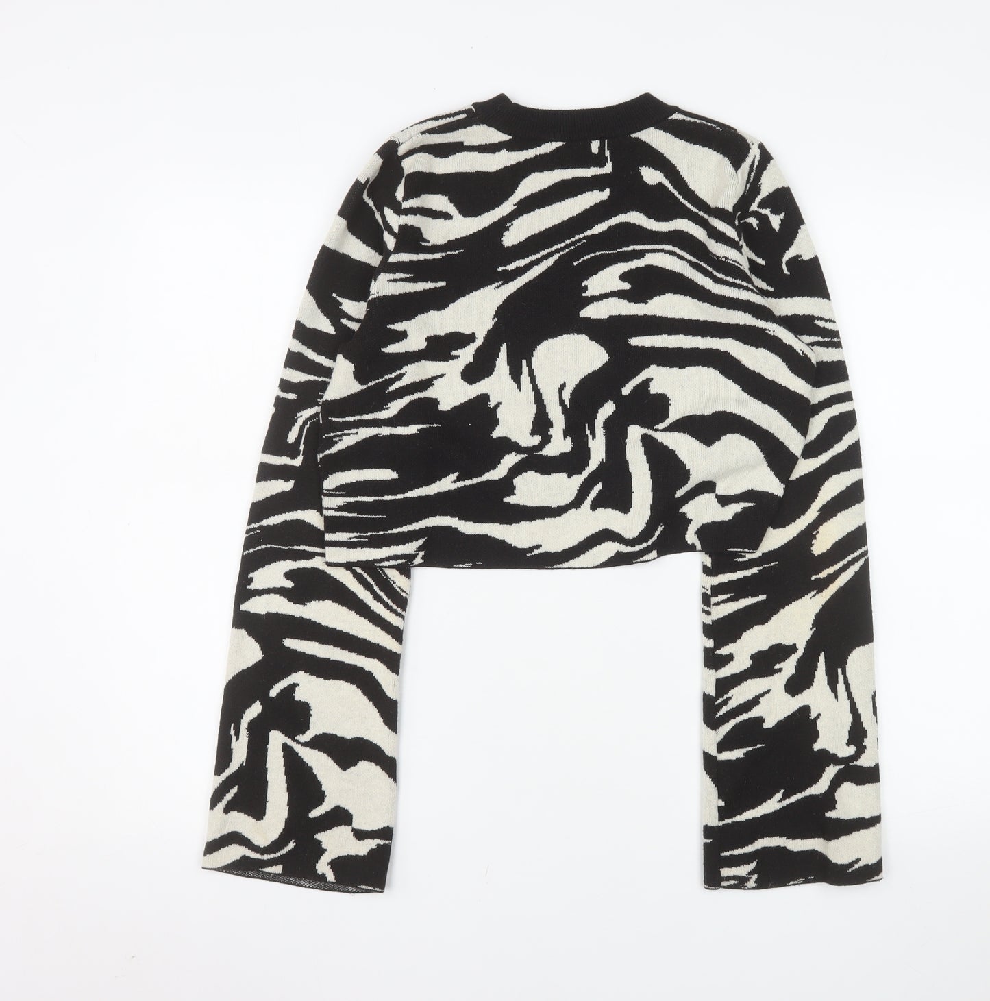 H&M Women’s Black Zebra Knit Pullover Jumper Size S