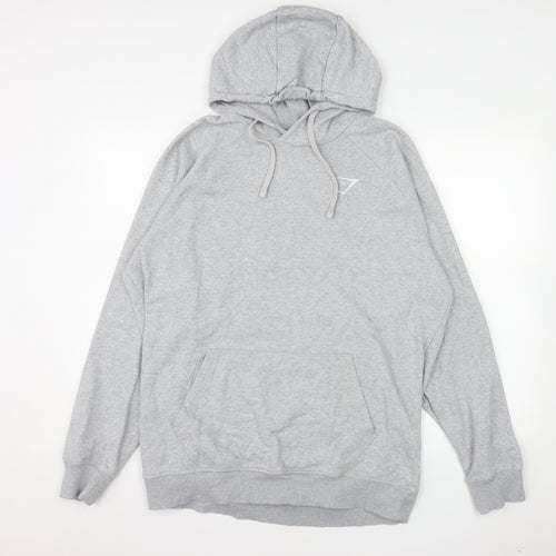 Gymshark Men Grey Pullover Hoodie XL Fleece Cotton Blend