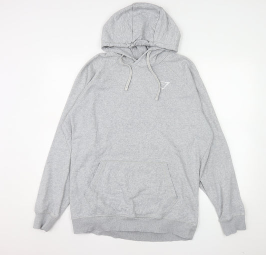 Gymshark Men Grey Pullover Hoodie XL Fleece Cotton Blend