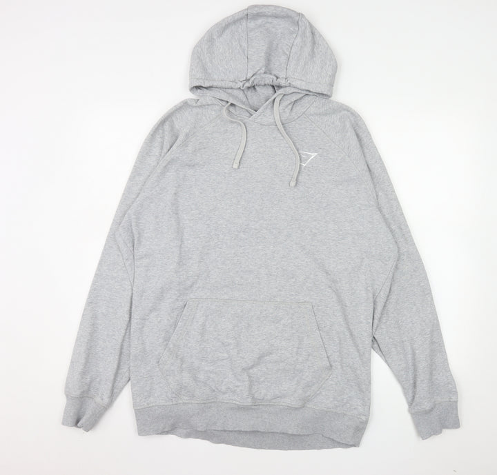 Gymshark Men Grey Pullover Hoodie XL Fleece Cotton Blend