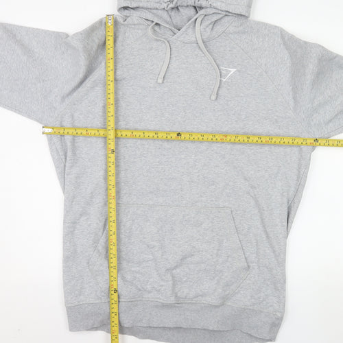 Gymshark Men Grey Pullover Hoodie XL Fleece Cotton Blend