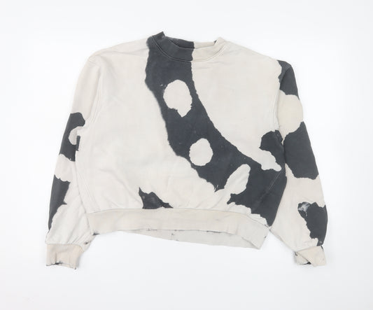 Weekday Womens Black Grey Tie Dye Pullover Sweatshirt XS