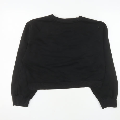 ZARA Women's Black Cropped Crew Neck Pullover Sweatshirt Size S