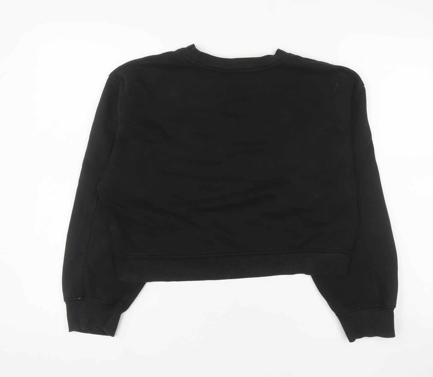 ZARA Women's Black Cropped Crew Neck Pullover Sweatshirt Size S