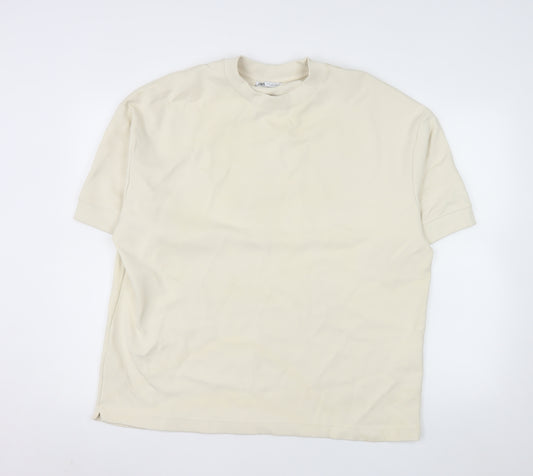 Zara Women Beige Short Sleeve Pullover Sweatshirt Size 14