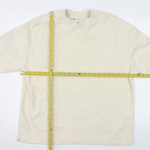 Zara Women Beige Short Sleeve Pullover Sweatshirt Size 14