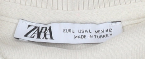 Zara Women Beige Short Sleeve Pullover Sweatshirt Size 14